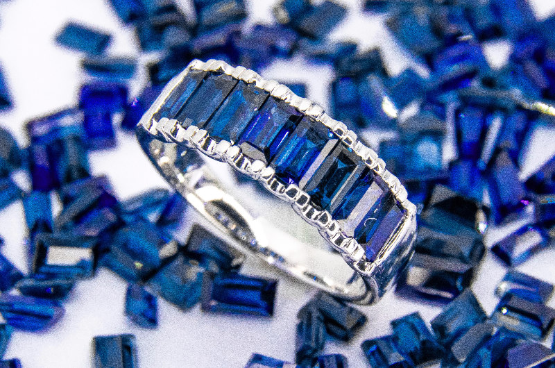 แหวนพลอย แหวนแถว ไพลิน blue sapphire ring