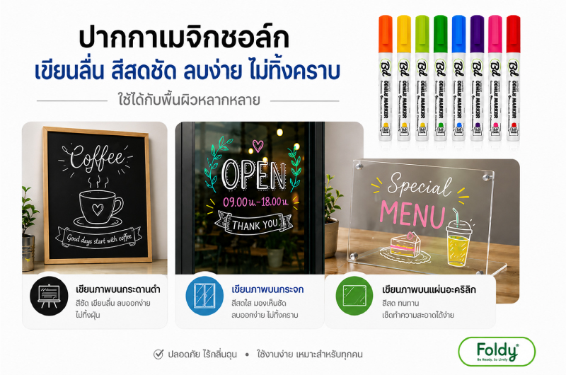 ปากกาชอล์ค มาร์คเกอร์ เขียนกระดานดำ ลบง่าย ไร้ฝุ่น